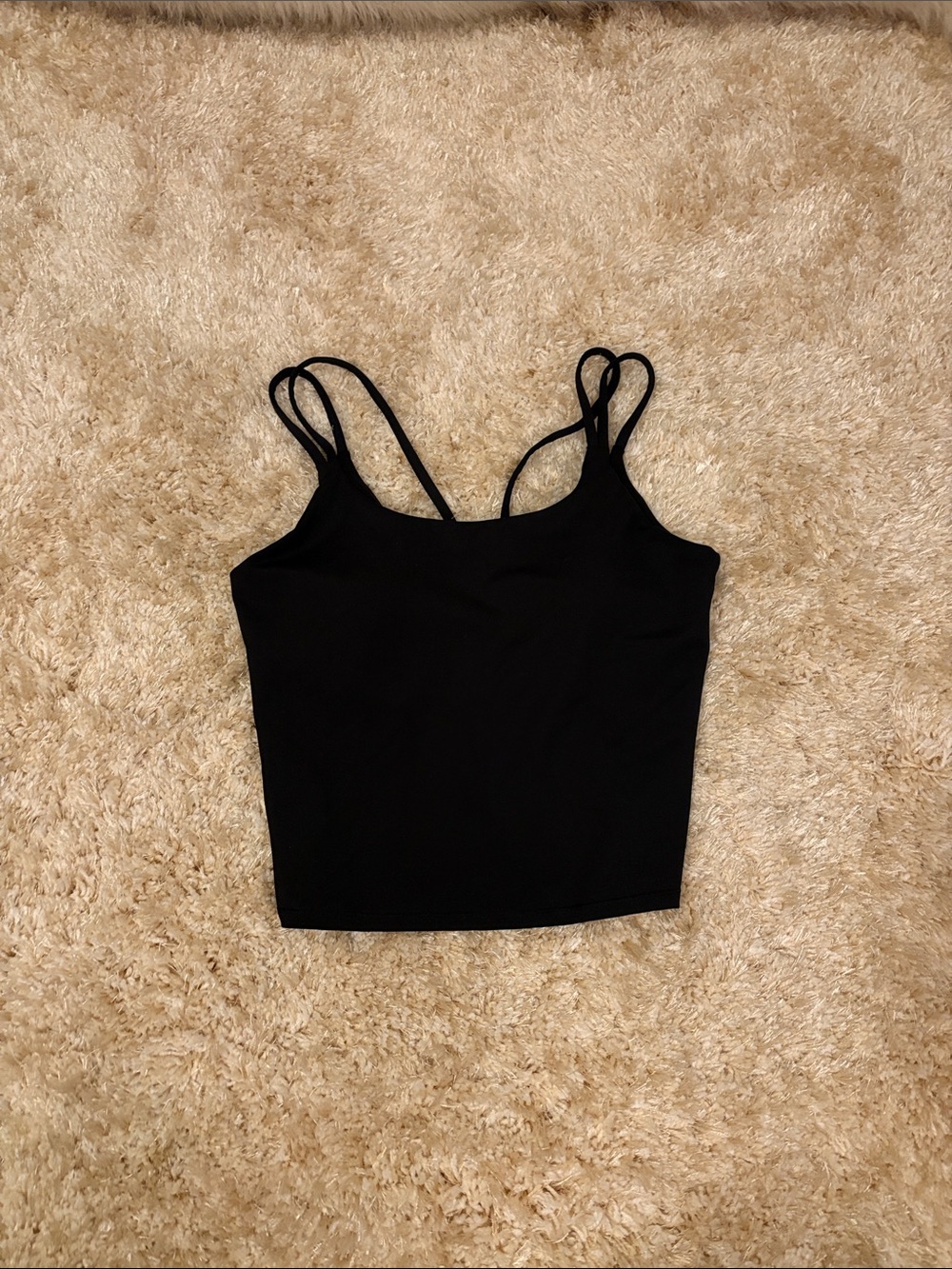 Black Double-Strap Crop Tank Top - Women’s